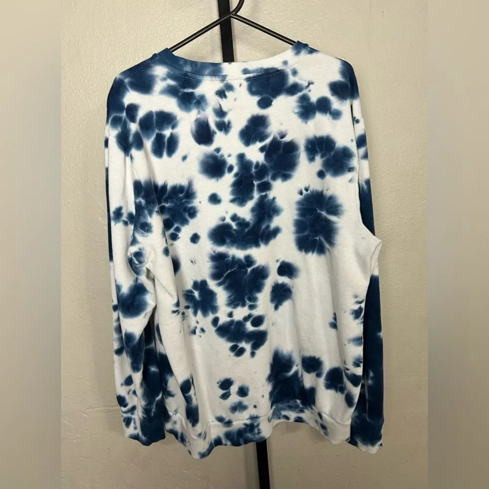 True Religion Navy and White Tie-Dye Long Sleeve XL